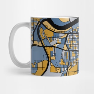 Kansas City Map Pattern in Blue & Gold Mug